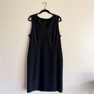 Ann Taylor Black Sleeveless Mid Ridge Band Notch Neck Dress - 14